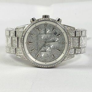 NEW Michael Kors Ritz Silver Pave Glitz Chronograph Watch MK6746 NIB NWT